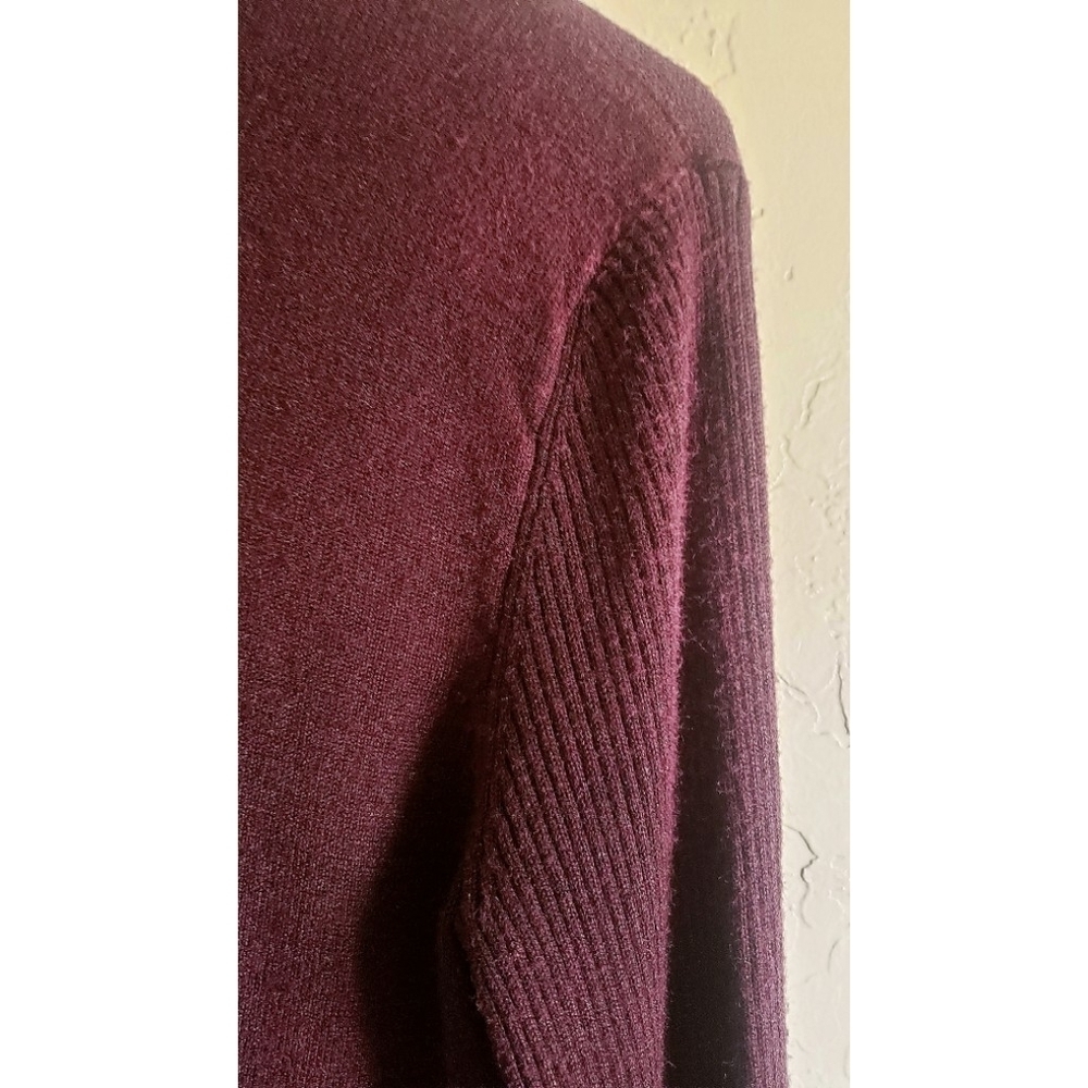 Vintage 90s Norton McNaughton Turtleneck Burgundy Silk Wool Sweater Classic M - Picture 5 of 10